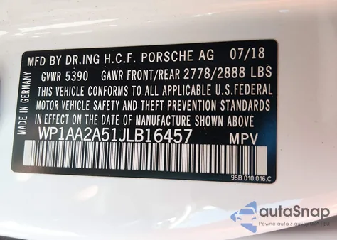 2018 Porsche Macan Sport Edition из США, поврежденный, VIN WP1AA2A51JLB16457